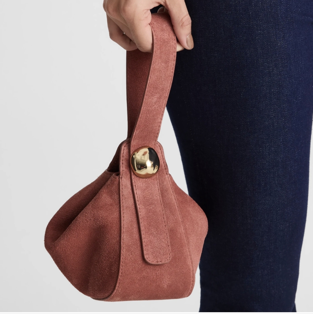 NWT Madewell Suede Metal Wristlet Bag Rosy Mauve